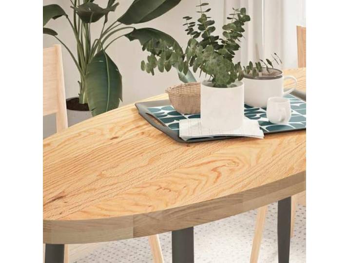 LPERTGFHU Tischplatte Eiche Massivholz Oval 140x60x4 cm Arbeitsplatte Robustes Material, Vielseitig kombinierbar, Pflegeleichte Oberfläche
