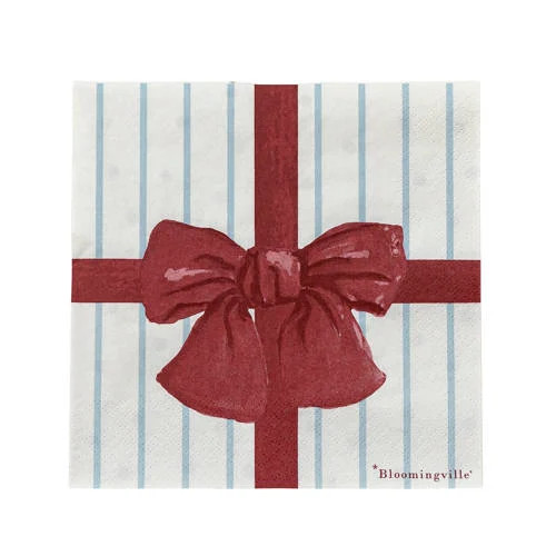Bloomingville Bowie papieren servetten blauw wit (set van 20)