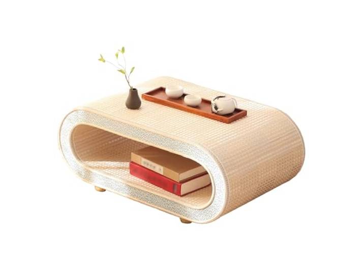 Bambus-Tatami-Bodentisch mit traditionellem handgewebtem Design for Den Balkon, Erkerfenster und Zen-Wohnzimmer(80*50*35cm)