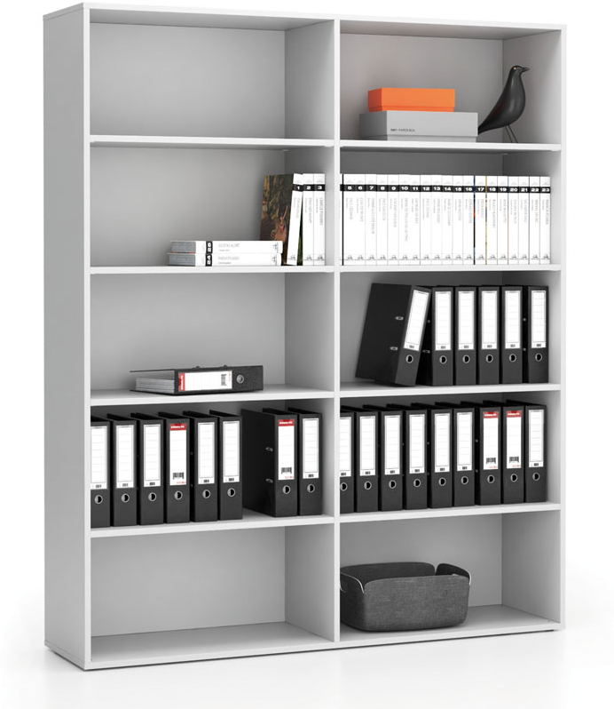 PLAN Hohes Büroregal LAYERS, 1582 x 400 x 1905, weiß