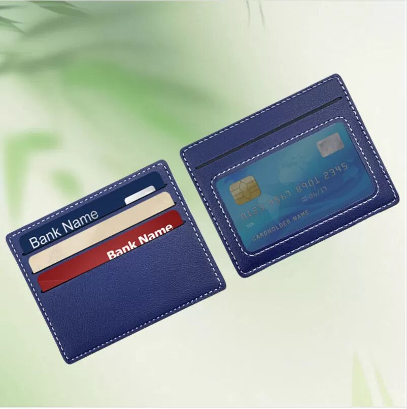INF Elegantes doppelseitiges 4-Karten-Kartenetui aus PU-Leder Blau