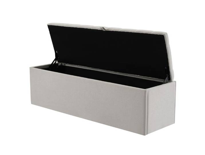 Feuille épaissie Lin banc rembourré 141 * 41.5 * 47cm (L * w * h) banc rembourré fauteuil banc avec rangement gris clair