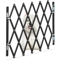 Relaxdays Ausziehbares Hundeabsperrgitter schwarz Schwarz