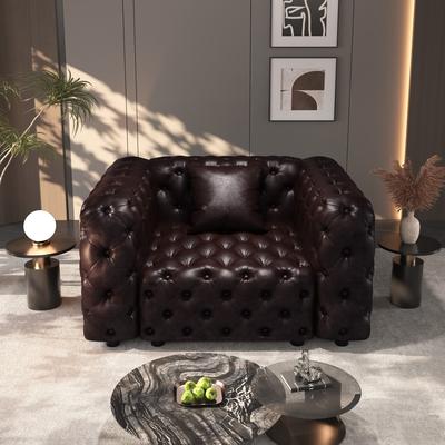 Direct Wicker "48.4"" Modern Faux Leather Button Tufted Design Upholstered Chair"