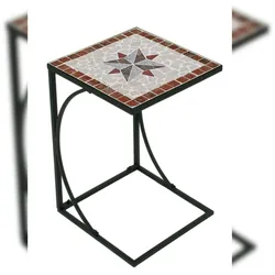 DELUKE Gartentisch TARIK - Stahl, Schwarz, 35x35x53cm | Garten Beistelltisch Wetterfest Outdoor Tisch