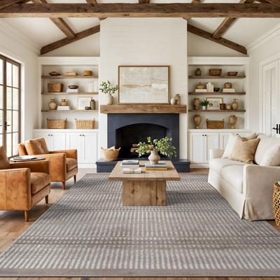 World Rug Gallery Contemporary Minimalistic Stripe LInes Area Rug