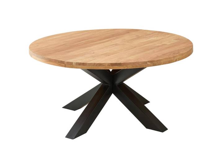 Livetastic Esstisch, Schwarz, Akazie, Holz, Metall, Akazie, rund, X-Form, 160x75x160 cm, Esszimmer, Tische, Esstische, Esstische rund