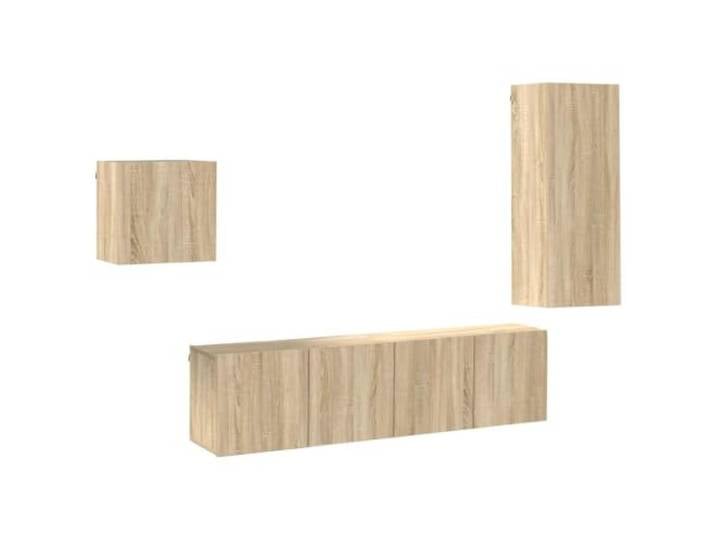 Roanoer 4-TLG. TV Wandschrank Set, Hängeschrank Wohnwand, Sonoma-Eiche Flexibles 4-teiliges Hängeboard-System für Wohnzimmer und Arbeitszimmer. Schafft bodennahe Freiheit und ordnet Medien.