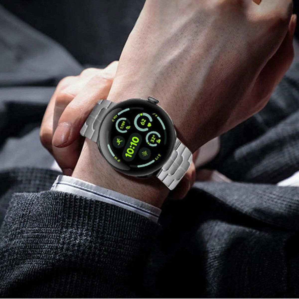 INF Armband kompatibel mit Google Pixel Watch 4/3 45mm, Edelstahl mit Faltschließe, mehrere Farben Silber