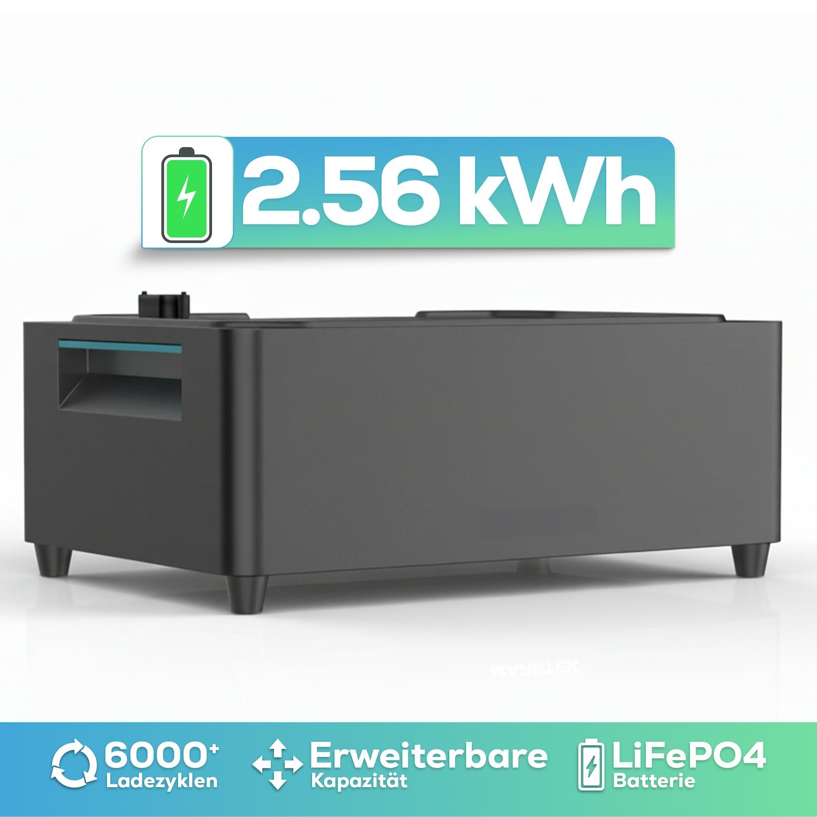 Speicher MARSTEK Jupiter C + Plus Erweiterungsakku Solarspeicher 2,56 kWh LiFePO4 Solarakku für PV Systeme Balkonkraftwerk, IP65, 6000 Zyklen, WIFI und Bluetooth, Solar-Batterie