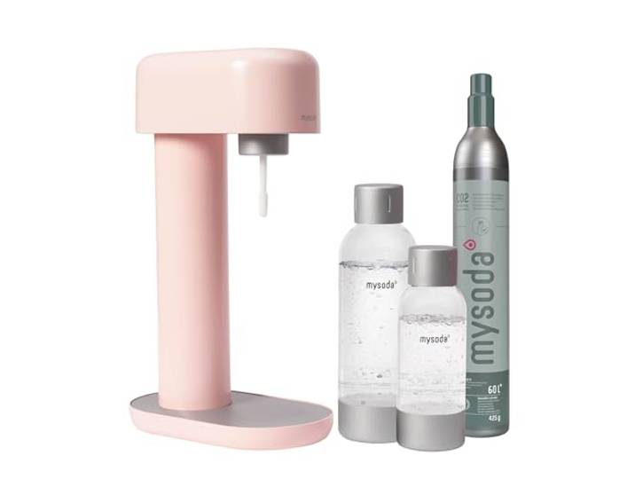 Mysoda Pack Ruby - Machine à eau pétillante avec 2 bouteilles d'eau en PET et une cylindre de CO2 - Rose