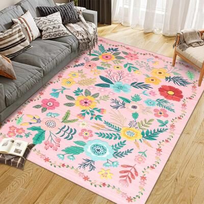 Garvee 1200GSM Ultra Thick Area Rug, Modern Colorful World Printed Foldable Carpet, 100% Polyester Back Heavy-Duty Soft Rug
