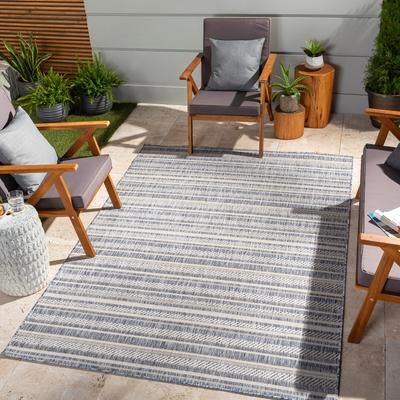 Livabliss Rikard Indoor/ Outdoor Coastal Stripe Area Rug