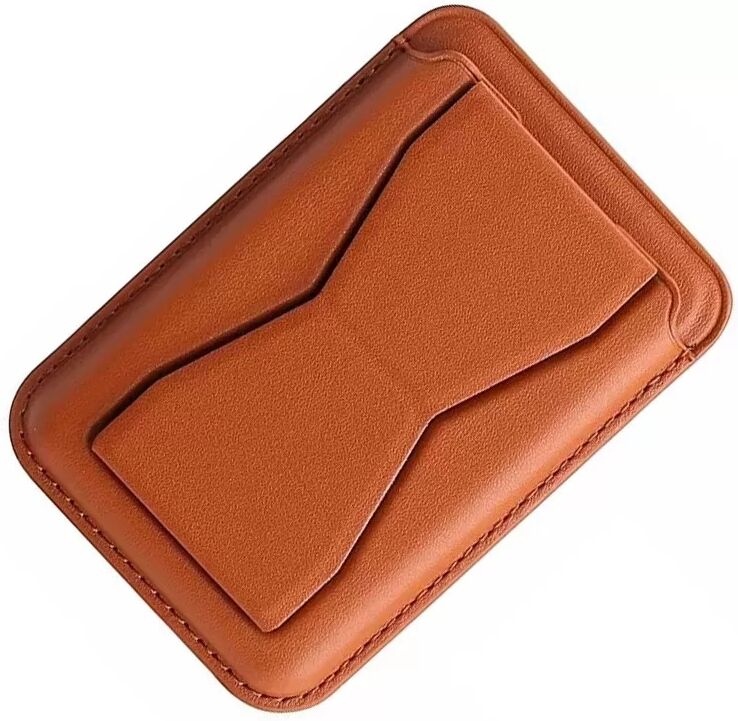 INF Support Téléphone Pliable en Cuir PU avec Porte-Cartes - Universel et Fente Papillon Marron