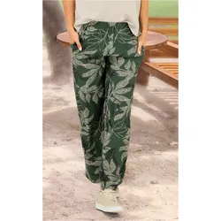 Viskose-Hose in Druck khaki in Größe 42 von DW-Shop, Khaki, 42