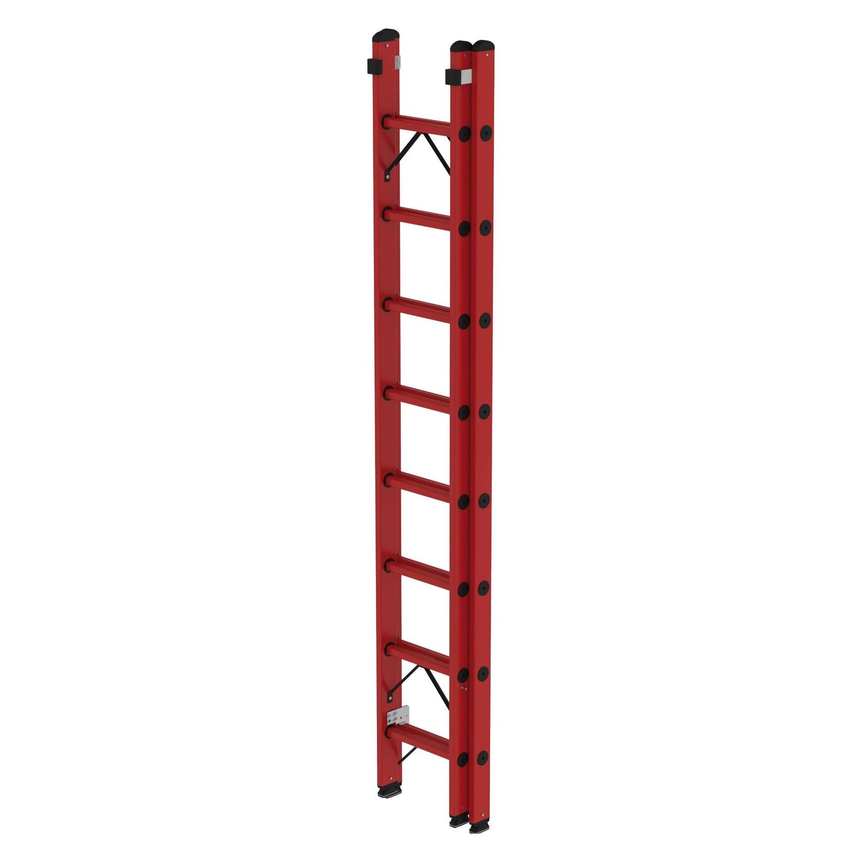 Munk Sprossen-Schiebeleiter GFK 2-teilig ohne Traverse 2x8 Sprossen (Gerüst, 418 cm) (036108)