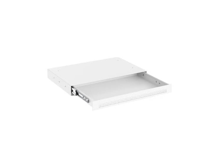Ergolutions® Unterbau Schublade Slimline Weiß - Flache, Einfache Montage, Vollauszug, Für Büromaterial, Laptop, Tablet, Stahl, Traglast 10kg, Für Steh-/Sitz-Schreibtische