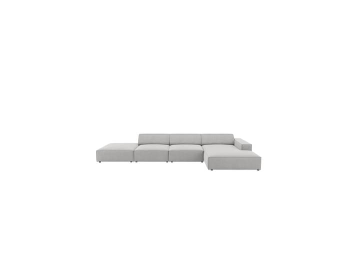 Design Ecksofa „Jodie“ mit abgerundeten Ottomanen (5-Sitzer) Strukturstoff Hellgrau Chosen by Bloomingloft