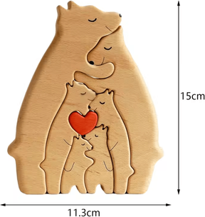Inspire Curations Bear Family Wooden Art Puzzle Wooden Bear Family Puzzle DIY Wooden Sculpture For Home & Desktop Decor 6 Bears