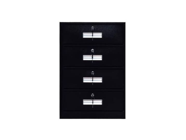 Büroschrank Aktenschrank, Kleiner kurzer Schrank mit abschließbarer Schublade unter dem Schreibtisch, Aktivitätsschrank, 4 Schubladen, Daten-Büroschrank, Nachttisch, Blechschrank(Schwarz)