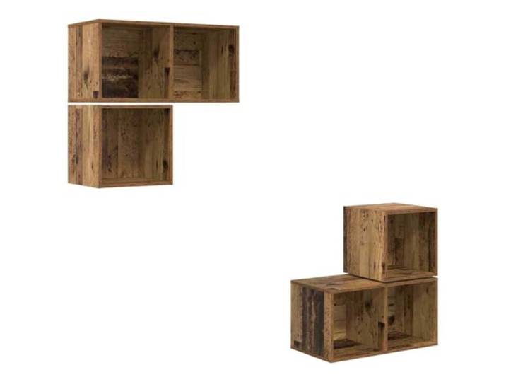 GHVBNMF TV-Schrank Set Wandmontiert 4-Teilig Altholz Holzwerkstoff Platzsparende Hängeboards für Wohnzimmer und Schlafzimmer mit variabler Regalnutzung und viel Stauraum.