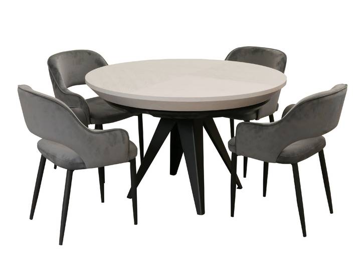 Ausziehbarer Esstisch GLOBO Weiß Für Wohnzimmer und Esszimmer 130-230 x 130 x 76 cm, Rund