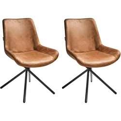 ESSZIMMERSTUHL 2er-Set Kunstwildleder Goldbraun Hailey