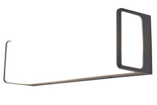 Lutec Doblo rechthoekige wandlamp grijs met LED en IP54 bescherming