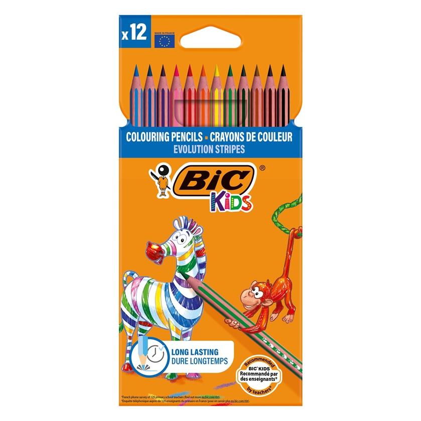 Bic Buntstift KIDS EVOLUTION Stripe, 3,2 mm, sortiert, Schachtel à 12St (12x) (9505222)