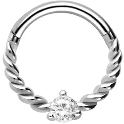 Chirurgenstahl Segmentring Clicker KRISTALL + GEDREHT
