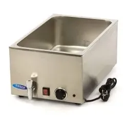 Professionelles elektrisches Wasserbad (Bain-Marie) mit Ablasshahn, kompatibel mit GN 1/1, 1/2 und 1/3 Behältern, Edelstahlgehäuse | Maxima