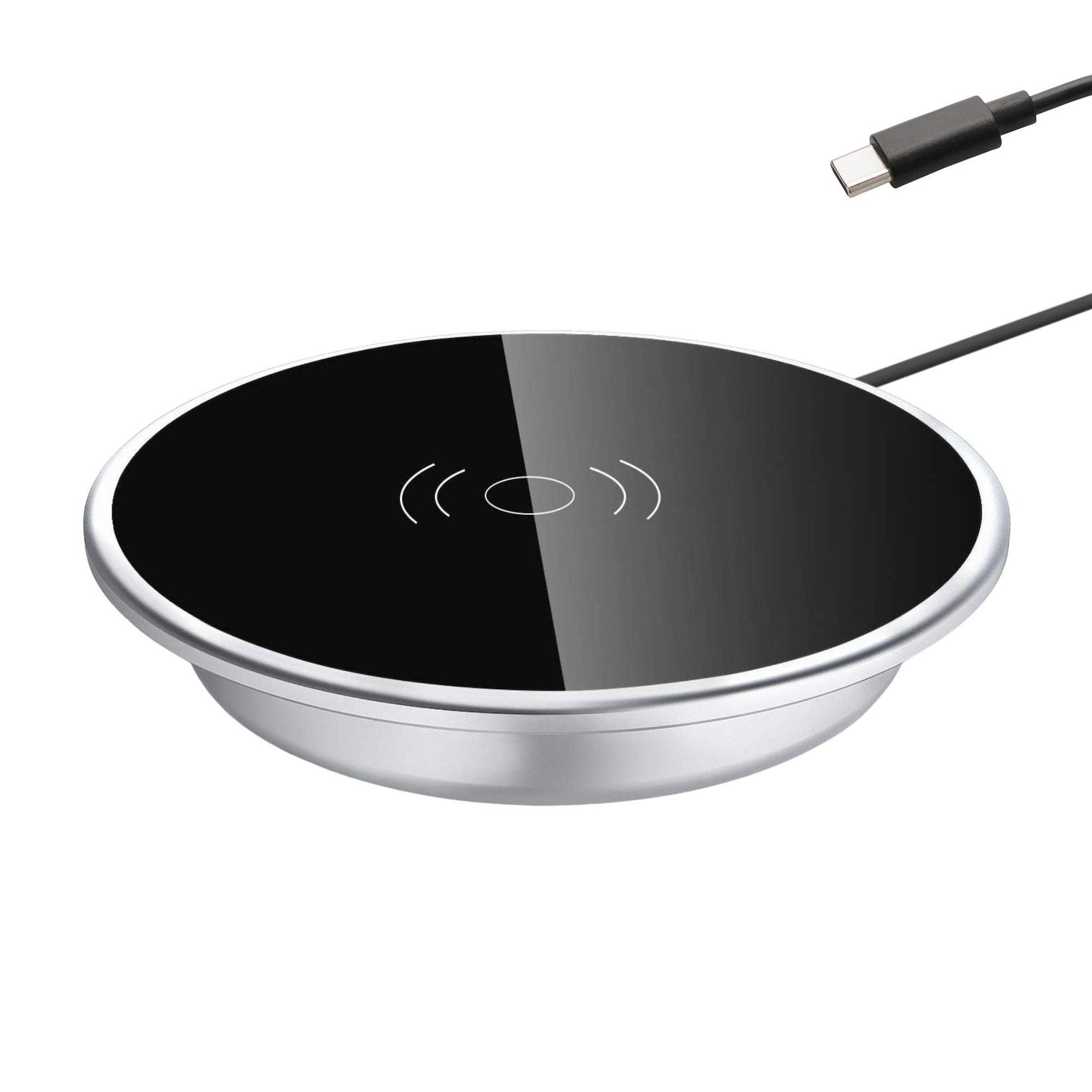 Wireless Einbau Ladegerät 15W, Möbel Wireless Charger, USB-C, Ø 60mm