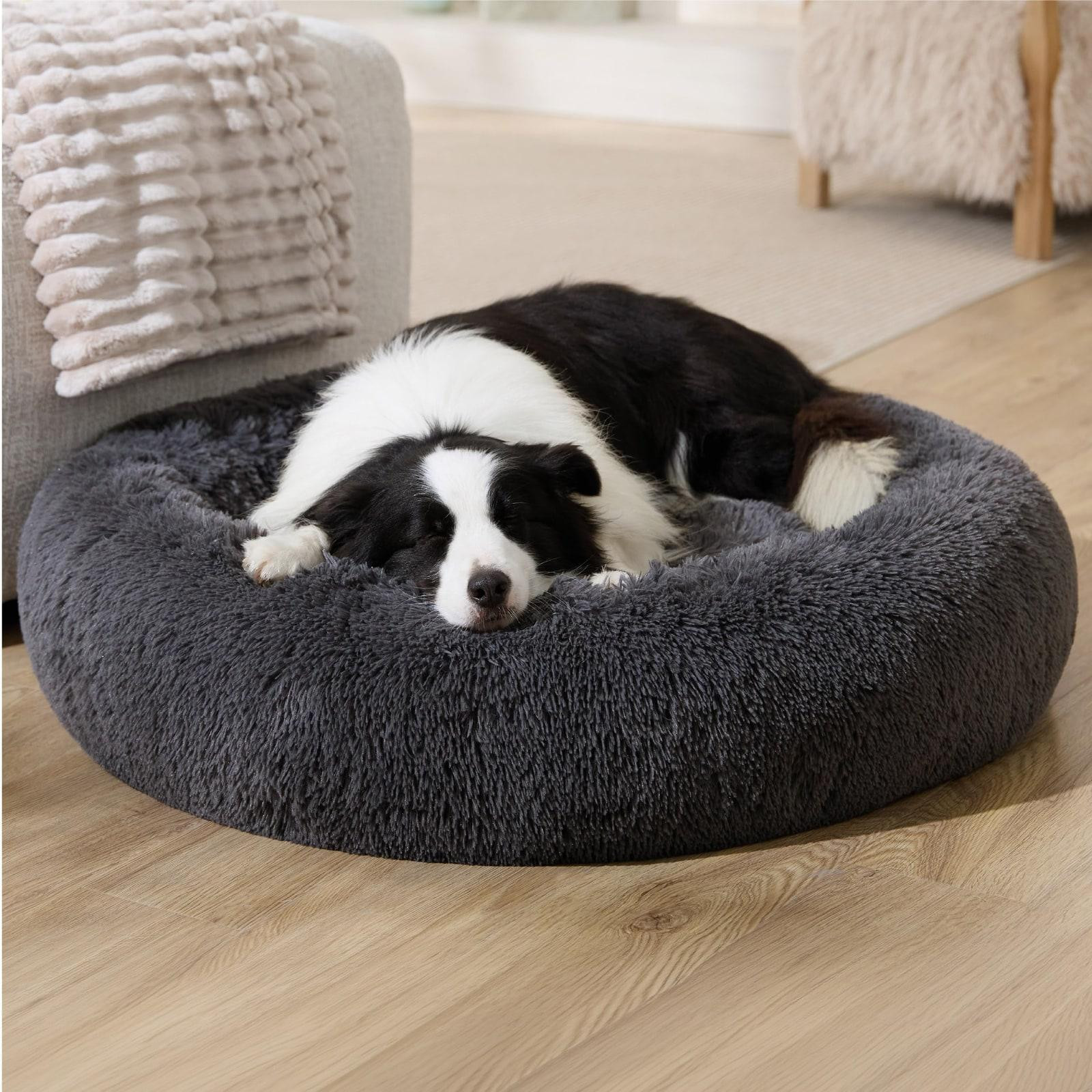 Merkloos Rond Hondenbed van Pluche - Wasbaar Donutbed voor Grote Honden - Diameter: 100 cm