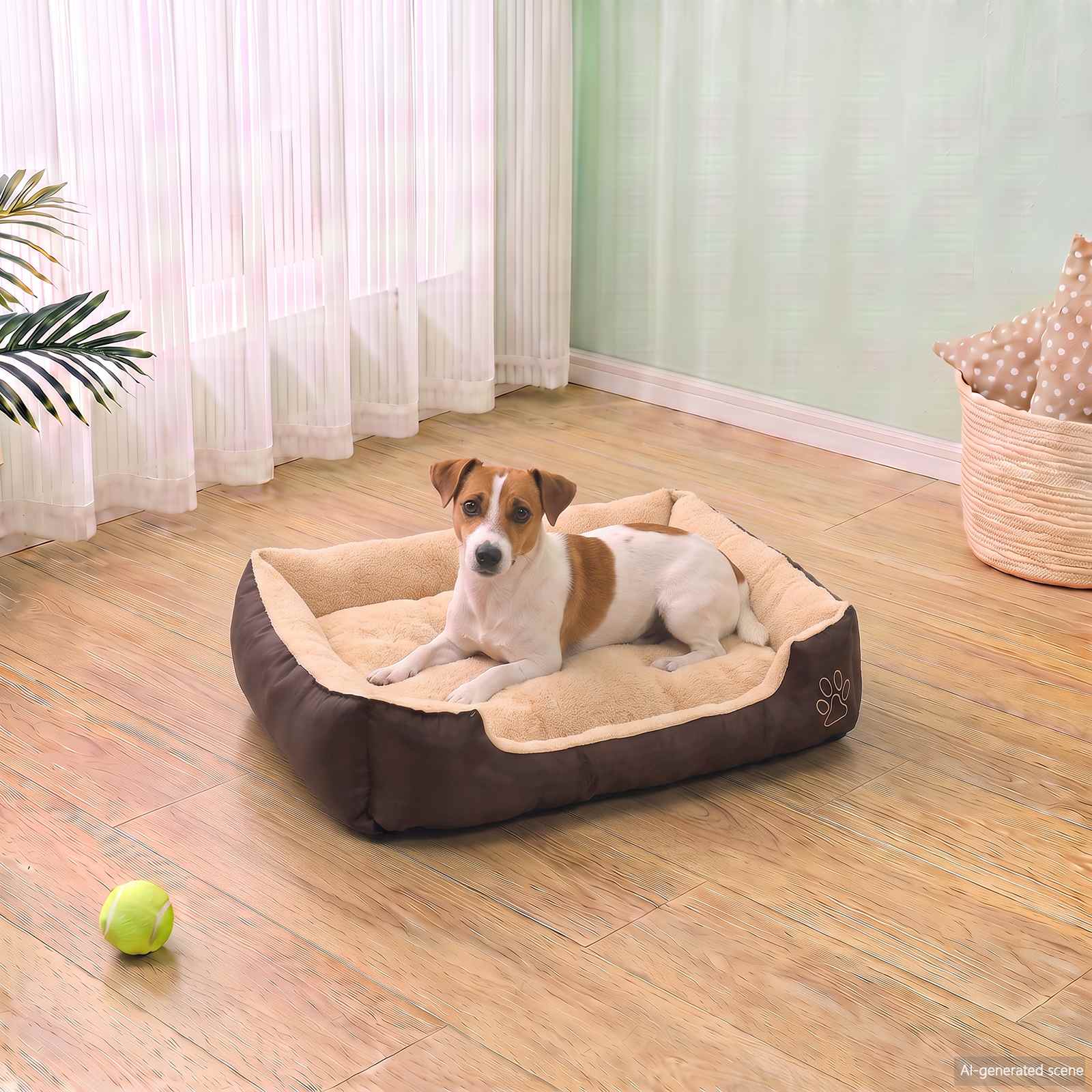 vidaXL Cama para perro con cojín acolchado talla S Marrón