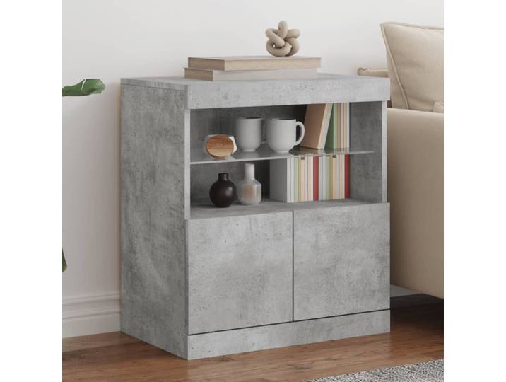 vidaXL Sideboard mit LED-Leuchten Betongrau 60x37x67 cm