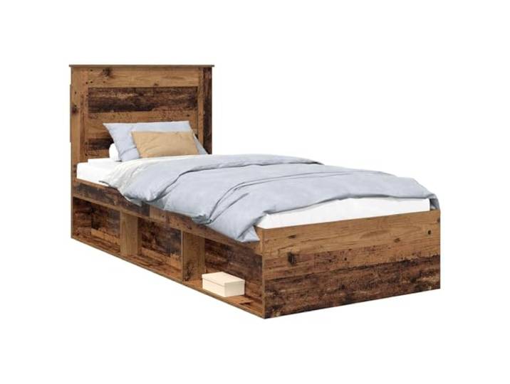 PUGYNBK Bettgestell mit Kopfteil aus Altholz, 75 x 190 cm Fester Lattenrost, Kiefer massiv, robust, pflegeleicht, für Hauptschlafzimmer oder Gästezimmer
