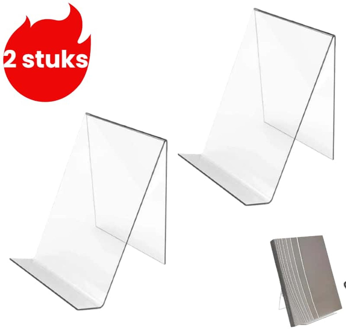 2-delige transparante acryl boekenplank - schuine displaystandaard voor productpresentatie