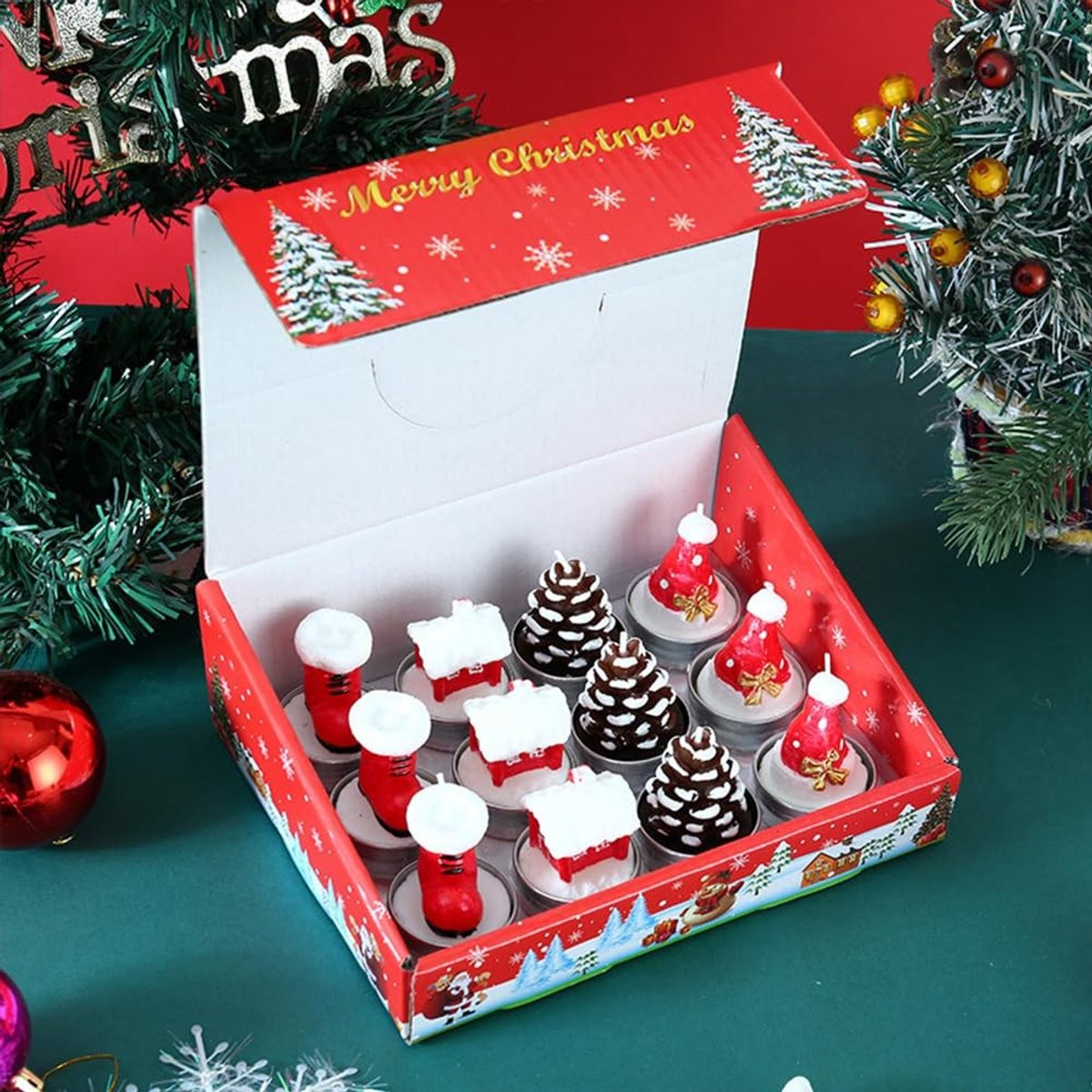 Dailygoods Kerstkaarsen Set van 12 stuks voor kerstdecoratie