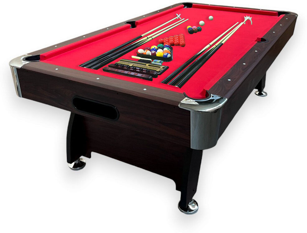 SimbashoppingUK 8 ft Pool Table Snooker with Accessories – Vintage Red 8cm