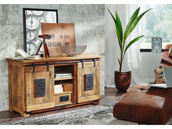 Sideboard Mango 128x45x70 natur lackiert RAILWAY #102