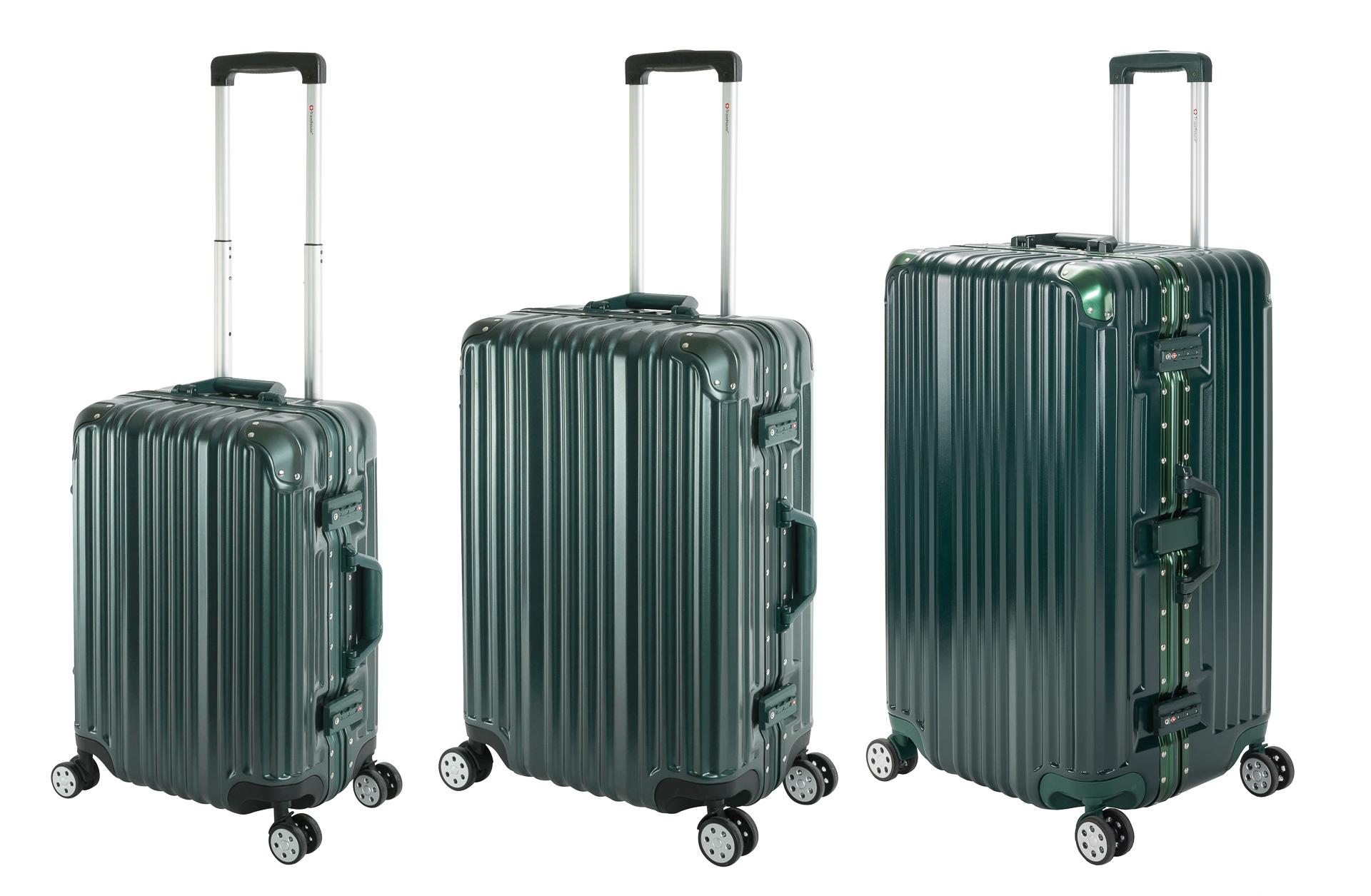3er Reisekoffer Set - Hartschalen Polycarbonat Alu Koffer Trolley Reise Urlaub Travelhouse London - Kofferset S+M+L, grün