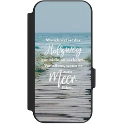 Nivocase Klapphülle für Google Pixel 11 Pro Handyhülle aus Kunst Leder NIVOflip schwarz Statement Strand (Google Pixel 11 Pro), Smartphone Hülle, Schwarz