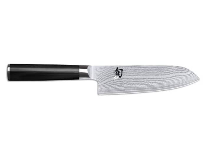 KAI Shun Classic Petit Santoku 14 cm Longueur de Lame - Première Qualité - Couteau Damas 32 Couches Noyau VG MAX - 61 (±1) HRC- bois de pakka - Fabriqué au Japon - Couteau de Chef Japonais Forgé