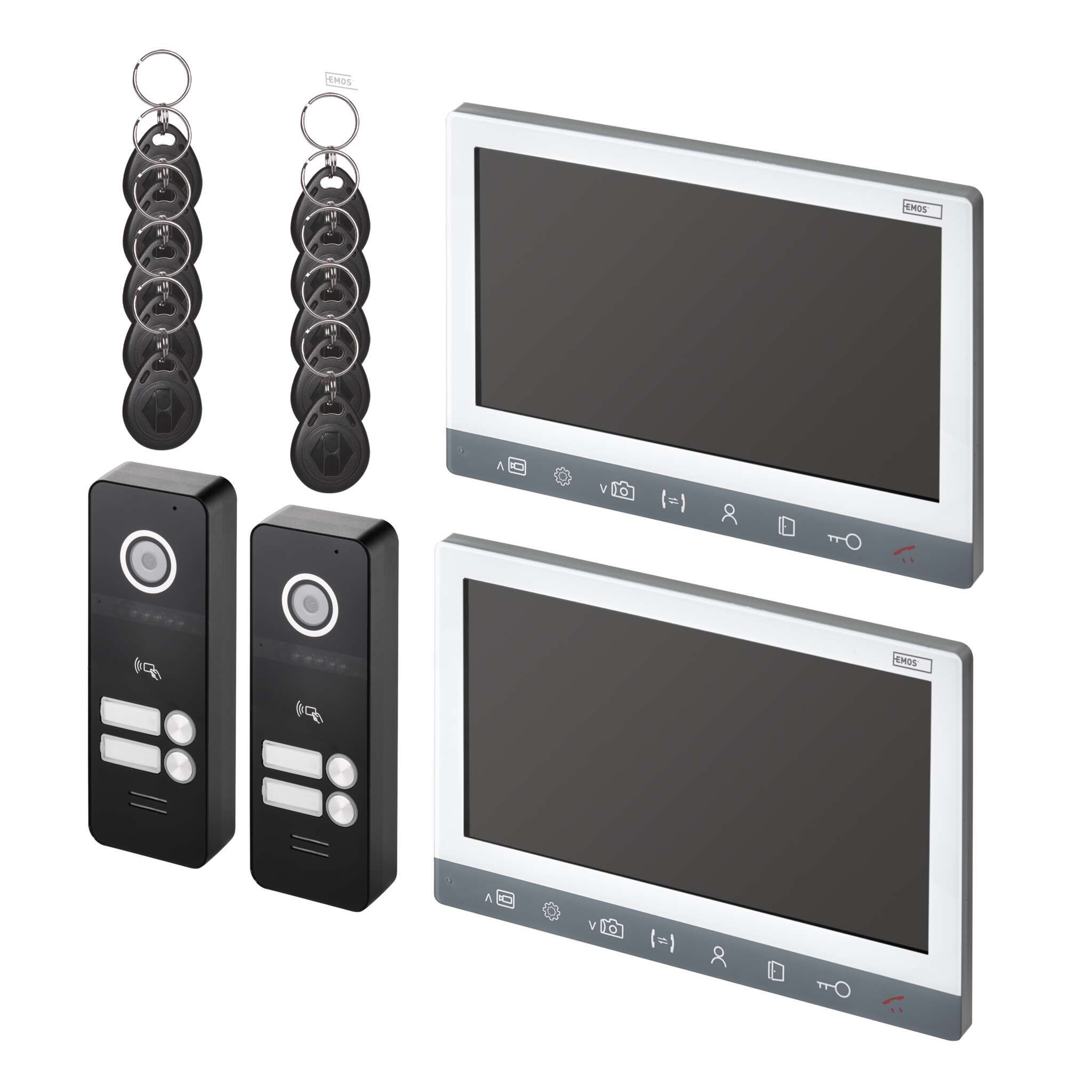 EMOS Video-Türsprechanlagen-Set EM-10AHD mit 2 Eingängen für 2 Teilnehmer, H3017.4