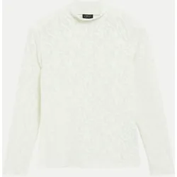 Strukturiertes Langarmshirt Weiß 40