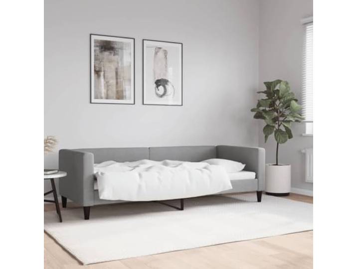 WDGJJFECNMUEHI 2 in 1 Schlafsofa Stoff Tagesbett Grau 80x200 cm Tagesbett Hellgrau 80x200 cm Stoff 2-in-1 Schlafsofa mit Liegefläche Metall Gestell Gästebett für Wohnzimmer Schlafzimmer