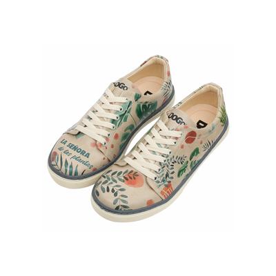 Sneaker DOGO "Classic Schnürsneaker Plant Lady Damen Sneaker", Damen, Gr. 36, Normalschaft, bunt (natur), Lederimitat, Schuhe Sneaker, Handgefertigt