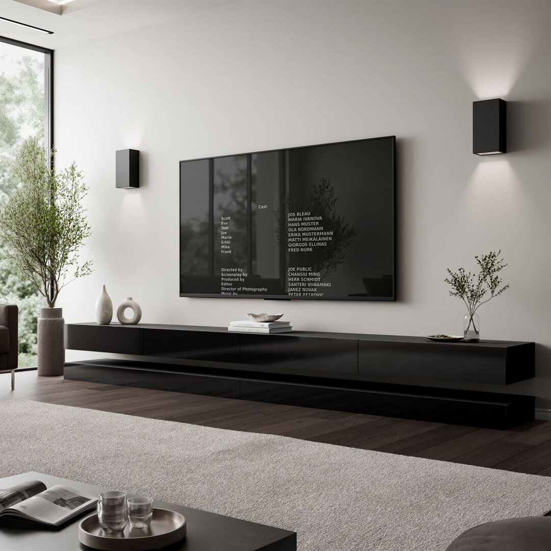 Metro SKY 280 TV stand black / high-gloss black 88"