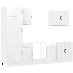 vidaXL 7-tlg. Küchenschrank-Set Lucca Hochglanz-Weiß Holzwerkstoff
