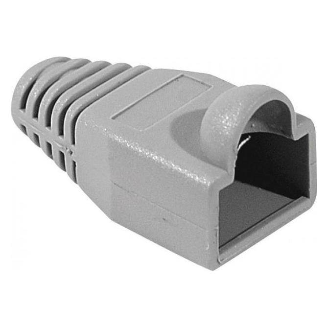 Exertis Connect Knickschutztülle für Modularstecker RJ45, Rundkabel, grau, VPE 10 Stück Knickschutztülle mit Rastnas (253171)